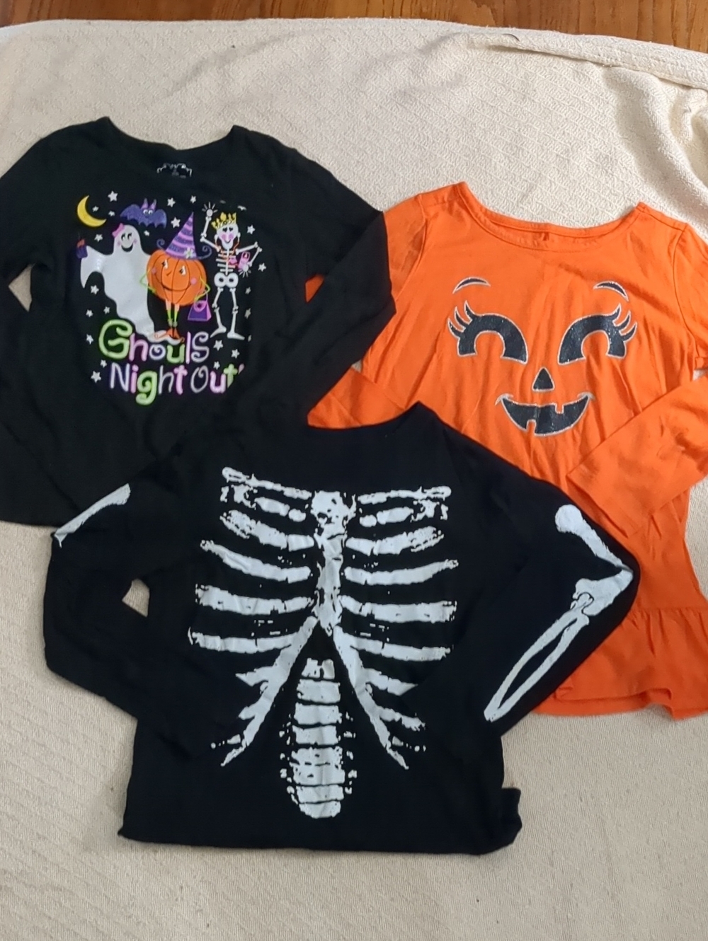 Kids Halloween Pullover Tops - Black & Orange Fun Prints